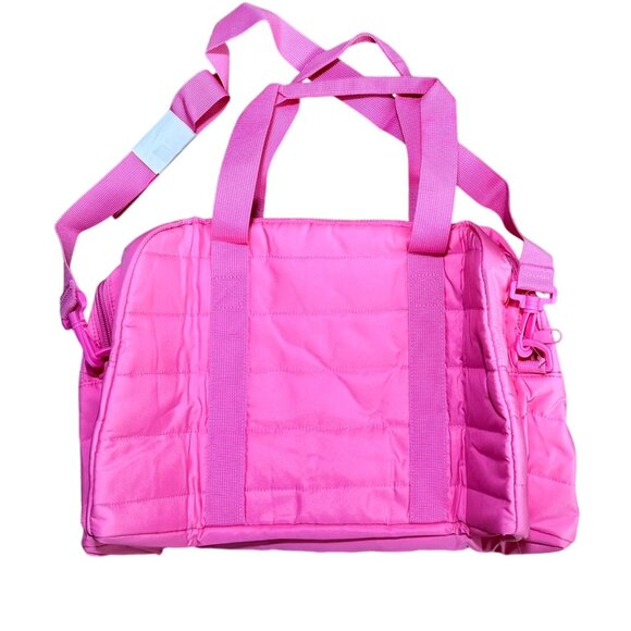 NWT Victoria's Secret PINK Bright Pink Quilted Duffle Tote Bag - Picture 2 of 10
